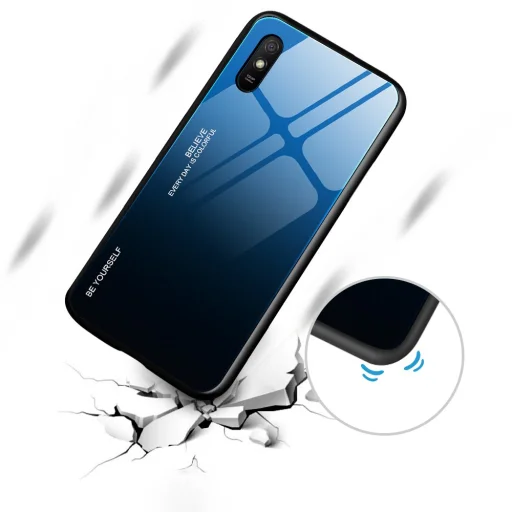 Gradient 9H üveghátlapú tok szilikon kerettel Xiaomi Redmi 9A pink - 5