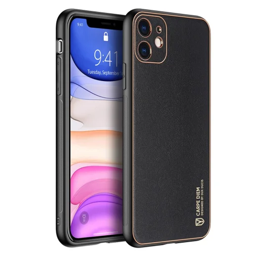 Dux Ducis Yolo TPU és PU bőr tok iPhone 11 fekete - 1