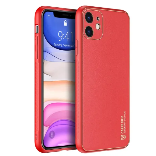Dux Ducis Yolo TPU és PU bőr tok iPhone 11 piros - 1