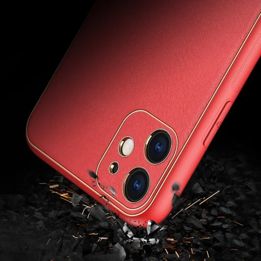 Dux Ducis Yolo TPU és PU bőr tok iPhone 11 piros - 8