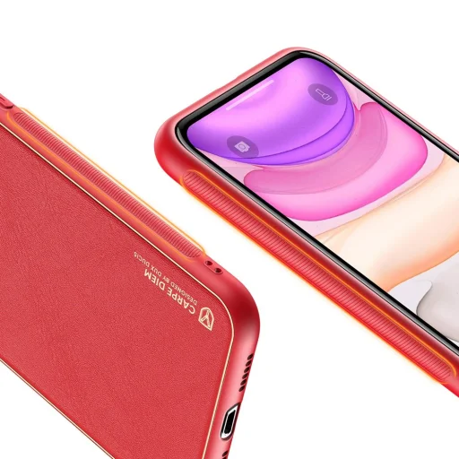 Dux Ducis Yolo TPU és PU bőr tok iPhone 11 piros - 5