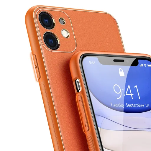 Dux Ducis Yolo TPU és PU bőr tok iPhone 11 narancssárga - 4