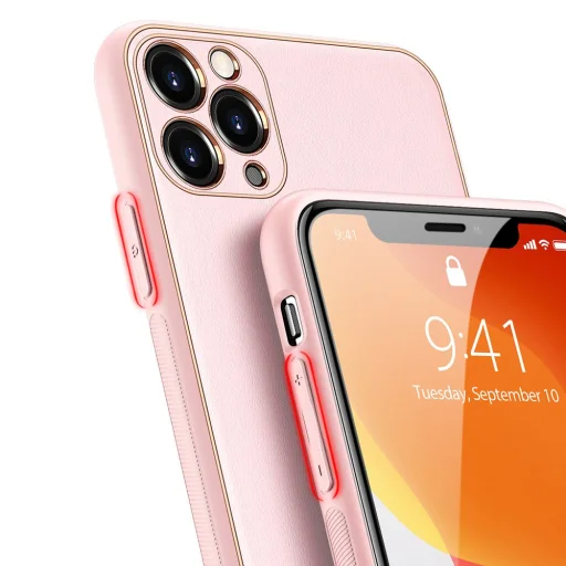 Dux Ducis Yolo TPU és PU bőr tok iPhone 11 Pro pink - 3