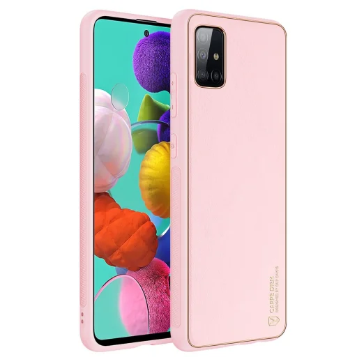 Dux Ducis Yolo TPU és PU bőr tok Samsung A71 pink - 1