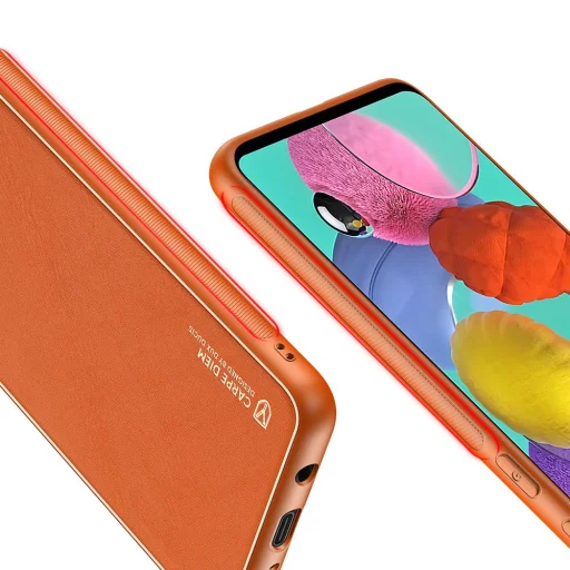 Dux Ducis Yolo TPU és PU bőr tok Samsung A71 narancssárga - 5