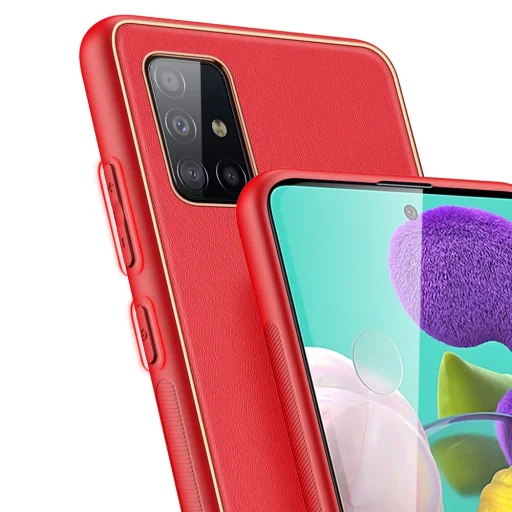 Dux Ducis Yolo TPU és PU bőr tok Samsung A51 piros - 3