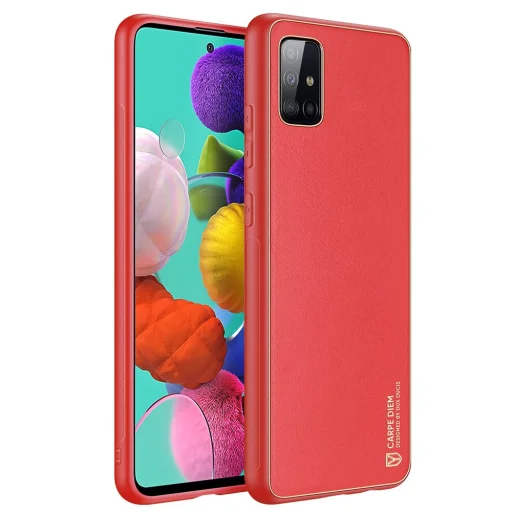 Dux Ducis Yolo TPU és PU bőr tok Samsung A51 piros - 1