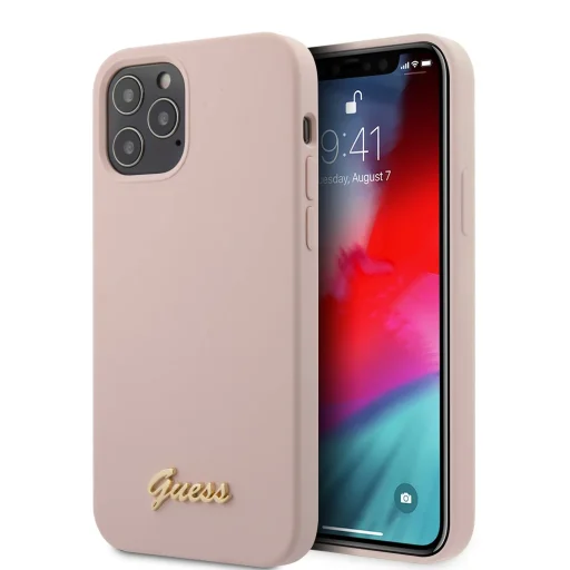 Guess GUHCP12LLSLMGLP Metal Logo szilikon tok iPhone 12 Pro MAX pink - 2