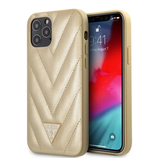 iPhone 12 Pro Max Guess V-Quilted GUHCP12LPUVQTMLBE arany - 2