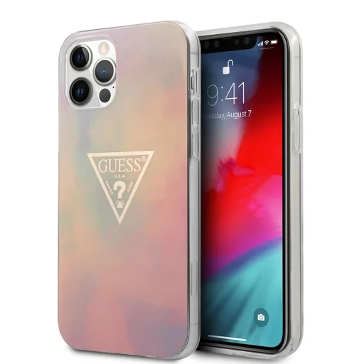 iPhone 12 Pro MAX Guess GUHCP12LPCUMCGG01 T D PC/TPU Gold Triangle 01 tok pink - 3