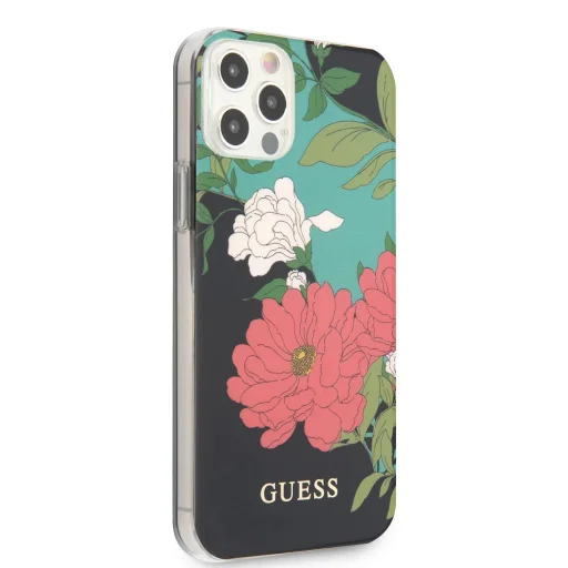 iPhone 12 Pro MAX Guess GUHCP12MIMLFL01 Flower N1 virágmintás tok fekete - 3