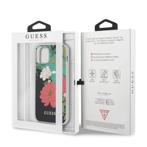 iPhone 12 Pro MAX Guess GUHCP12MIMLFL01 Flower N1 virágmintás tok fekete - 5