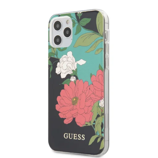 iPhone 12 Pro MAX Guess GUHCP12MIMLFL01 Flower N1 virágmintás tok fekete - 1