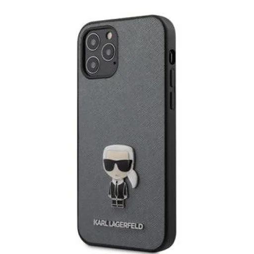 iPhone 12 Pro MAX Karl Lagerfeld KLHCP12LIKMSSL Iconic Saffiano tok szürke - 1