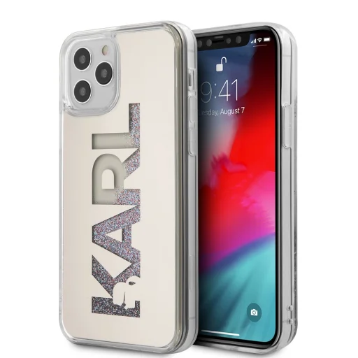 iPhone 12/ 12 Pro Karl Lagerfeld KLHCP12MKLMLGR Liquid Glitter Multi Mirror tok ezüst - 1