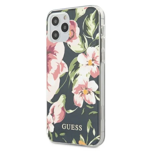iPhone 12 Pro MAX Guess GUHCP12LIMLFL03 Flower N3 virágmintás tok fekete - 1