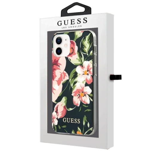 iPhone 12 Mini Guess GUHCP12SIMLFL03 Flower N3 virágmintás tok fekete - 4