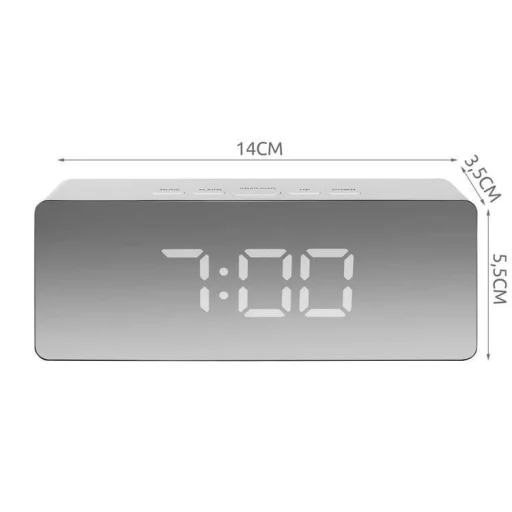 Tükrös digitális ébresztőóra fehér - 1