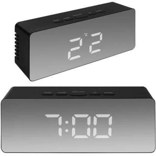 Tükrös 3in1 digitális ébresztőóra fekete - 3
