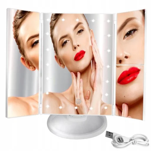 Kozmetikai tükör LED világítással fehér - 1