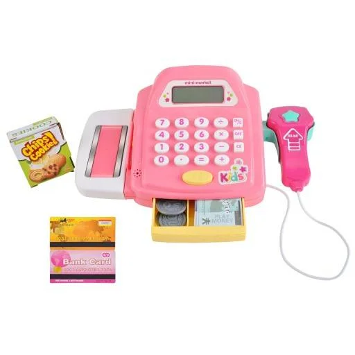 Játék gyerek pénztárgép, csipogóval pink színben - 3