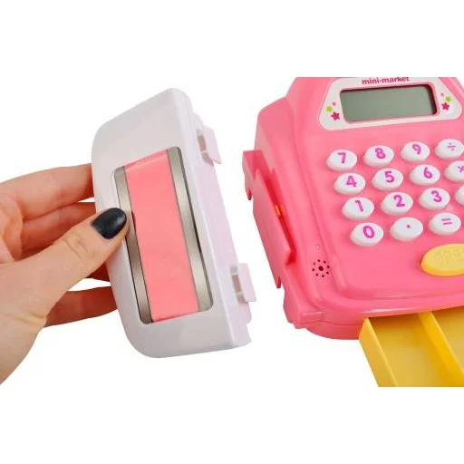 Játék gyerek pénztárgép, csipogóval pink színben - 6