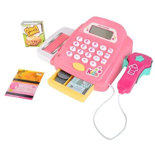 Játék gyerek pénztárgép, csipogóval pink színben - 7