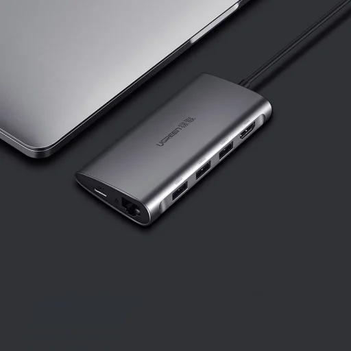 Ugreen USB Type-C HUB 3x USB 3.0 / SD és micro SD kártyaolvasó / RJ45 1000Mbps hálózati adapter / HDMI szürke (50538) - 11