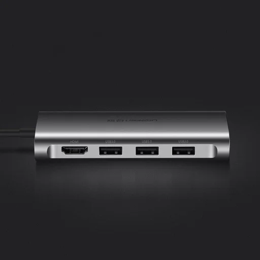 Ugreen USB Type-C HUB 3x USB 3.0 / SD és micro SD kártyaolvasó / RJ45 1000Mbps hálózati adapter / HDMI szürke (50538) - 5