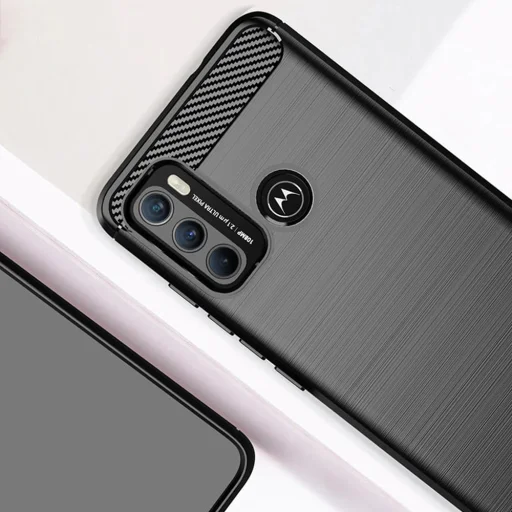  Techsuit - Szénszálas Szilikon - Motorola Moto G60 - Fekete tok - 3