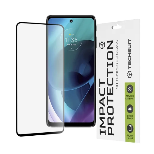  Techsuit - 111D Teljes Borítású / Teljes Ragasztású Üveg - Motorola Moto G51 5G - Fekete - 1