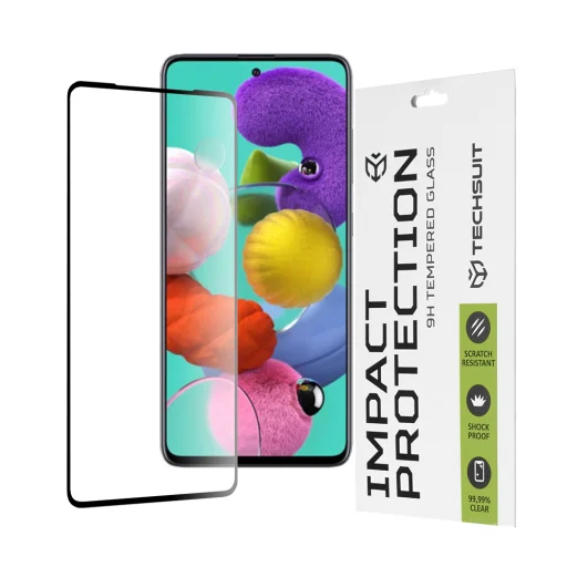  Techsuit - 111D Teljes Fedésű / Teljes Ragacsos Üveg - Samsung Galaxy A51 4G / A51 5G - Fekete - 1