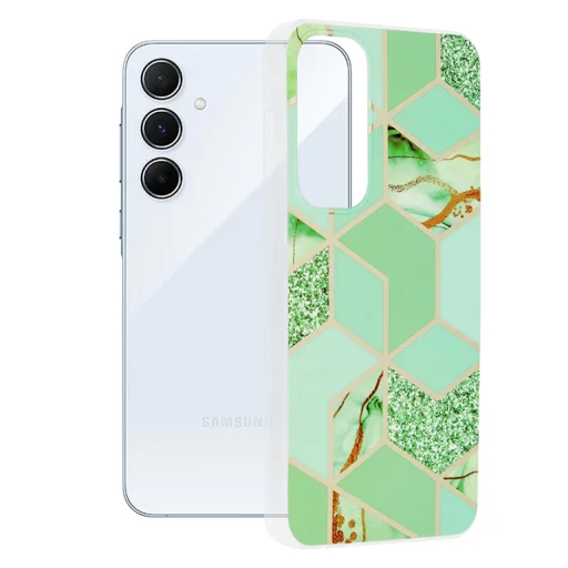  Techsuit - Márvány Sorozat - Samsung Galaxy A55 5G - Zöld Hex tok - 1