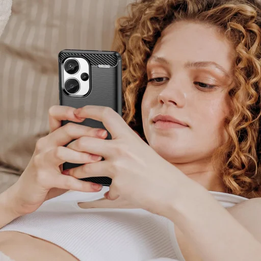  Techsuit - Szénszálas Szilikon - Xiaomi Redmi Note 13 Pro+ 5G - Fekete tok - 7