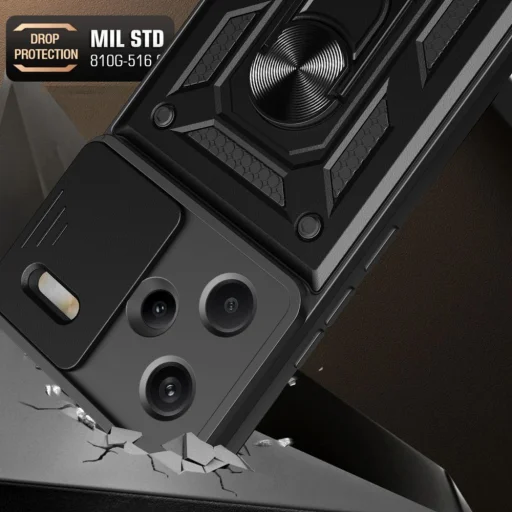  Techsuit - CamShield Sorozat - Xiaomi Redmi Note 13 Pro+ 5G - Fekete tok - 5