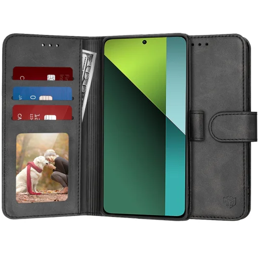  Techsuit - Napló könyv - Xiaomi Redmi Note 13 Pro 5G / Poco X6 - Fekete tok - 1