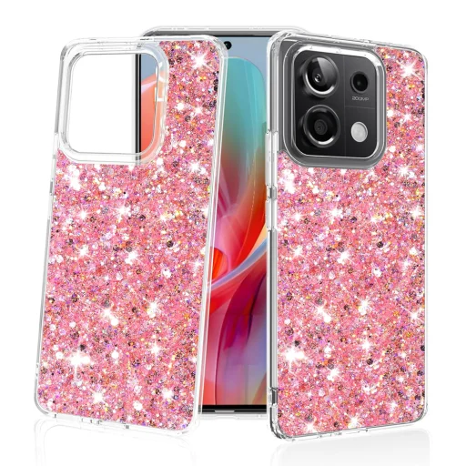  Techsuit - Csillogó Glitter - Xiaomi Redmi Note 13 Pro 5G / Poco X6 - Rózsaszín tok - 1