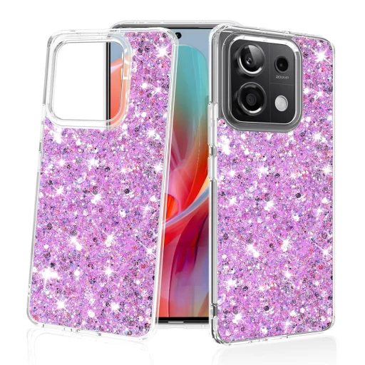  Techsuit - Csillogó Csillám - Xiaomi Redmi Note 13 Pro 5G / Poco X6 - Magenta tok - 1