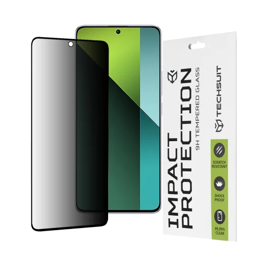  Techsuit - 111D Privacy Teljes Ragasztó - Xiaomi Redmi Note 13 Pro 5G / Poco X6 - Fekete üvegfólia - 1