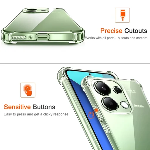  Techsuit - Ütésálló Átlátszó Szilikon - Xiaomi Redmi Note 13 4G - Átlátszó tok - 4