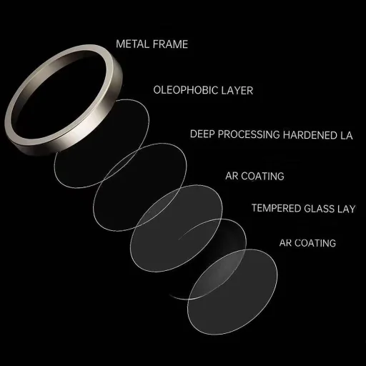 Edzett üveg Tel Protect Titanium Lencse 99% AR kamerára Iphone 16 Pro/16 Pro Max titán (lencse 3 db), üvegfólia - 10