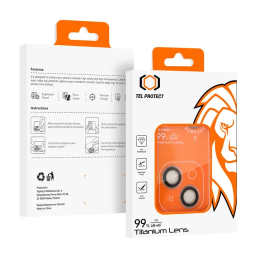 Tempered glass Tel Protect Titanium Lens 99% AR kamera üvegfólia iPhone 14/14 Plus átlátszó (2 db lencse) üvegfólia - 12