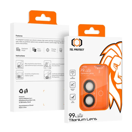 Edzett üveg Tel Protect Titanium Lens 99% AR kamera védelem iPhone 16/16 Plus fekete (2 db lencse) üvegfólia - 12