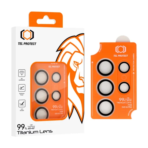 Edzett üveg Tel Protect Titanium Lens 99% AR a kamerához Samsung Galaxy S25 Ultra átlátszó (5 db lencse) üvegfólia - 1