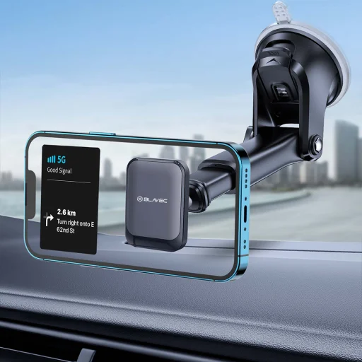 Blavec autós telefontartó BH-02 mágneses szélvédőre (BH02-MWSB) fekete - 6