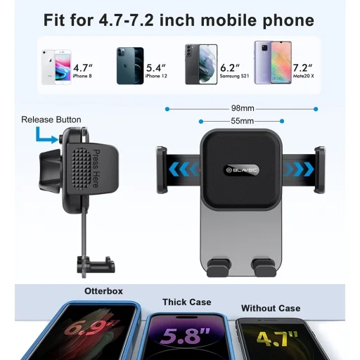 Blavec autós telefontartó BH-07 szélvédőre (BH07-WSB) fekete - 8