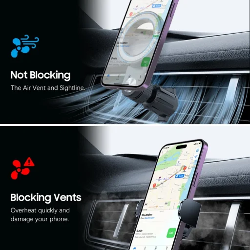 Blavec mágneses autós telefontartó BH-03 légszellőzőre fekete - 11