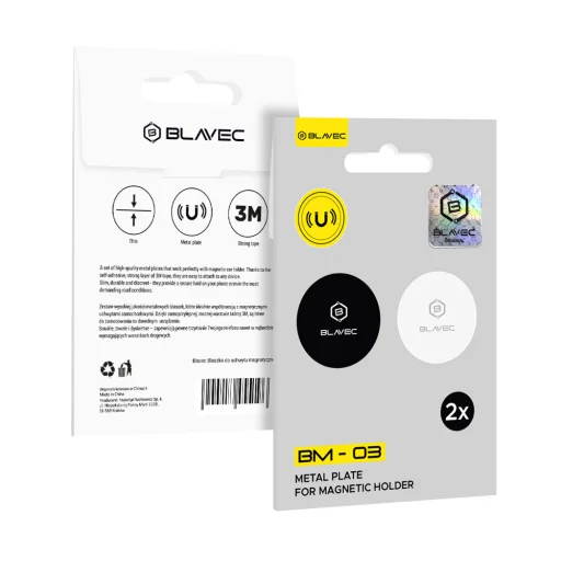 Blavec Fémlemez mágneses tartóhoz BM-03 2 darabos szett kör alakú (40mm) fekete és ezüst - 1