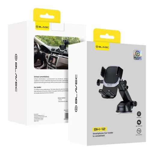Blavec Autós telefontartó BH-12 szélvédőre (BH12-WSB) fekete - 1