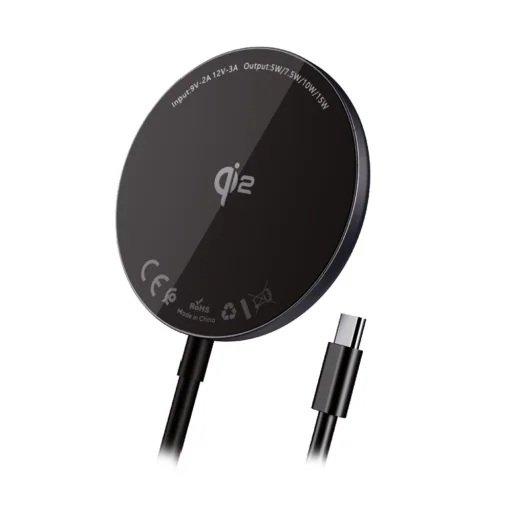 Blavec BQI-03 Qi2 15W mágneses Magsafe vezeték nélküli töltő (BQI03-QI2MB) fekete - 3